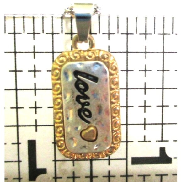 Engraved "Love" Pendant Necklace With 18" Stainless Chain Romantic Gift Jewelry - Picture 5 of 5